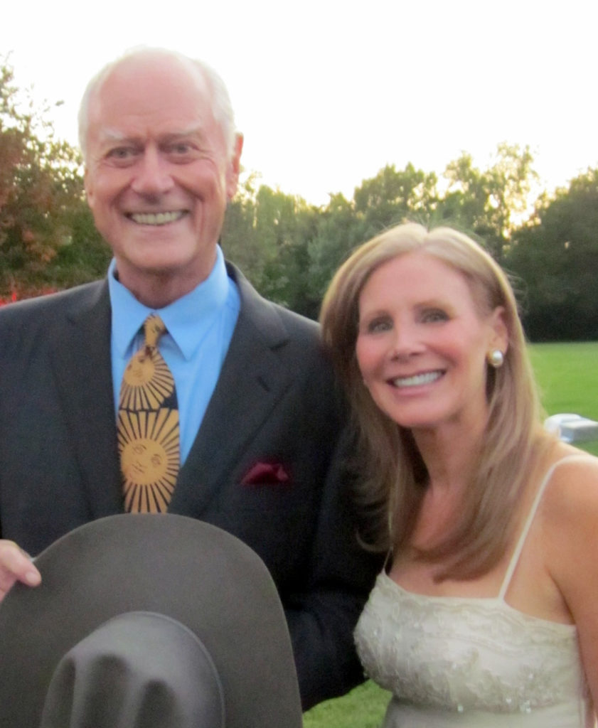 Larry Hagman and Nancy Addison, nutritionist at his new non-profit fundraiser in Dallas at Lisa Blue Baron's home.