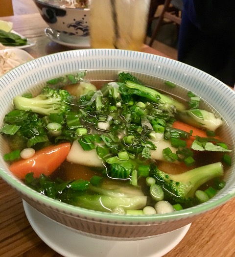 Phobar, Chinatown restaurant, in NYC, review by Nancy Addison, photo of vegetable soup.