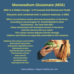 MSG, Monosodium glutamate, nancy addison, organic healthy life