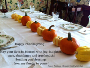 Happy Thanksgiving from Nancy Addison, organic healthy life