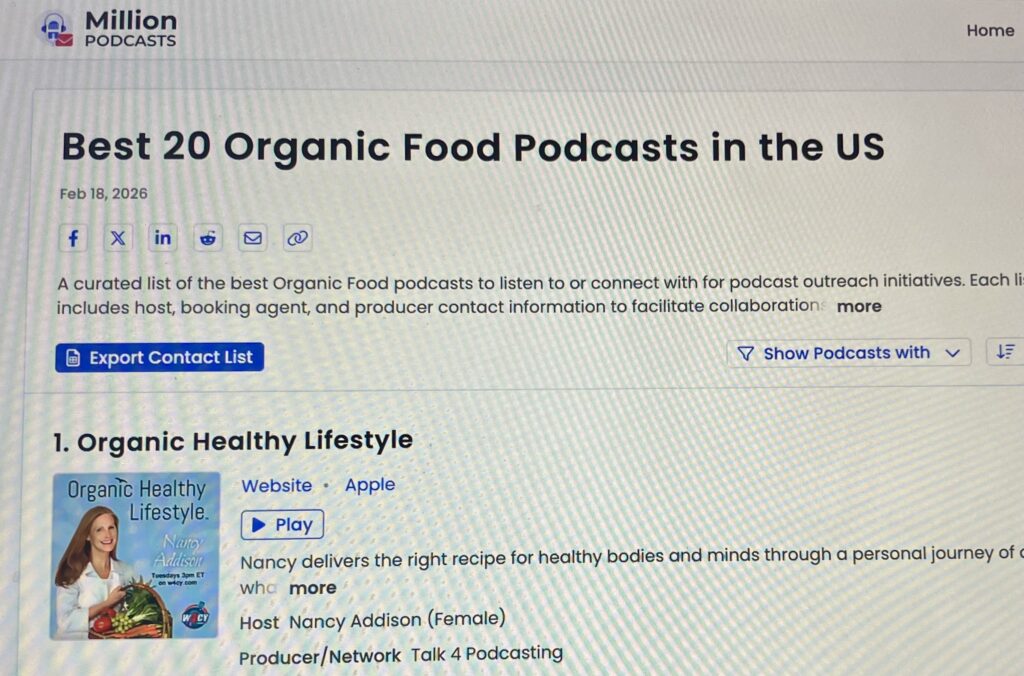 Organic Healthy Lifestyle is the #1 "Organic Food" Podcast In The US! with Nancy Addison, host